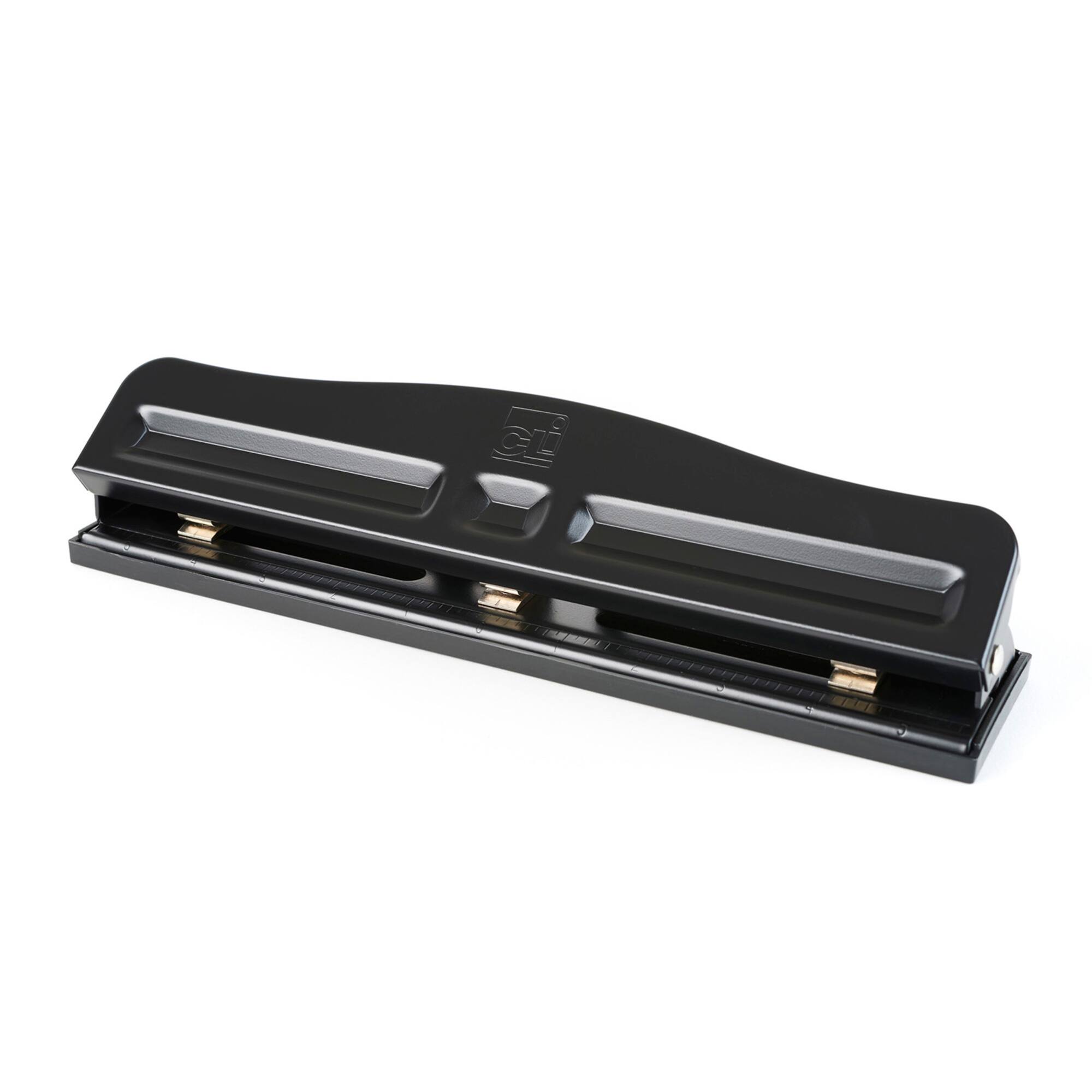 Charles Leonard Black 3-Hole 12-Sheet Paper Punch with Adjustable Holes, 2ct.